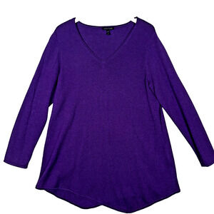 Eileen Fisher Deep Purple V-Neck Sweater